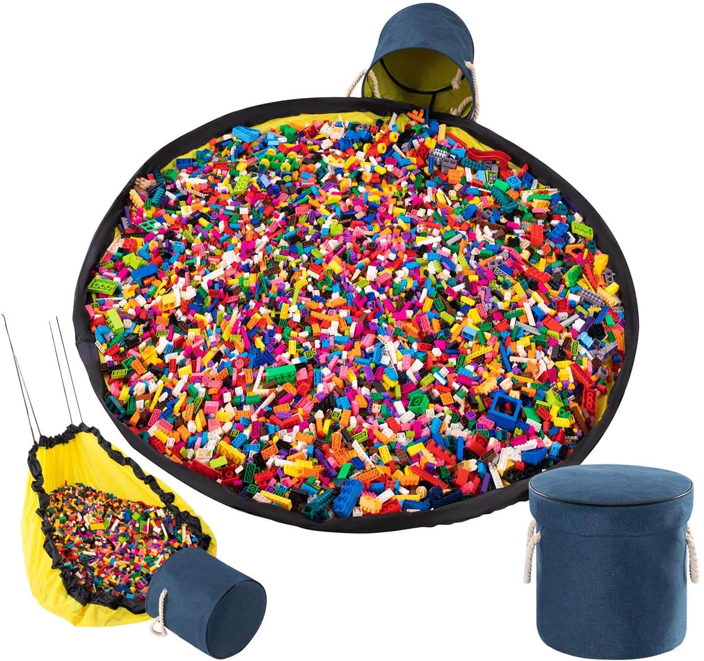 Toy Storage Basket Organizer | Durable with Play Mat | 30cm Diameter