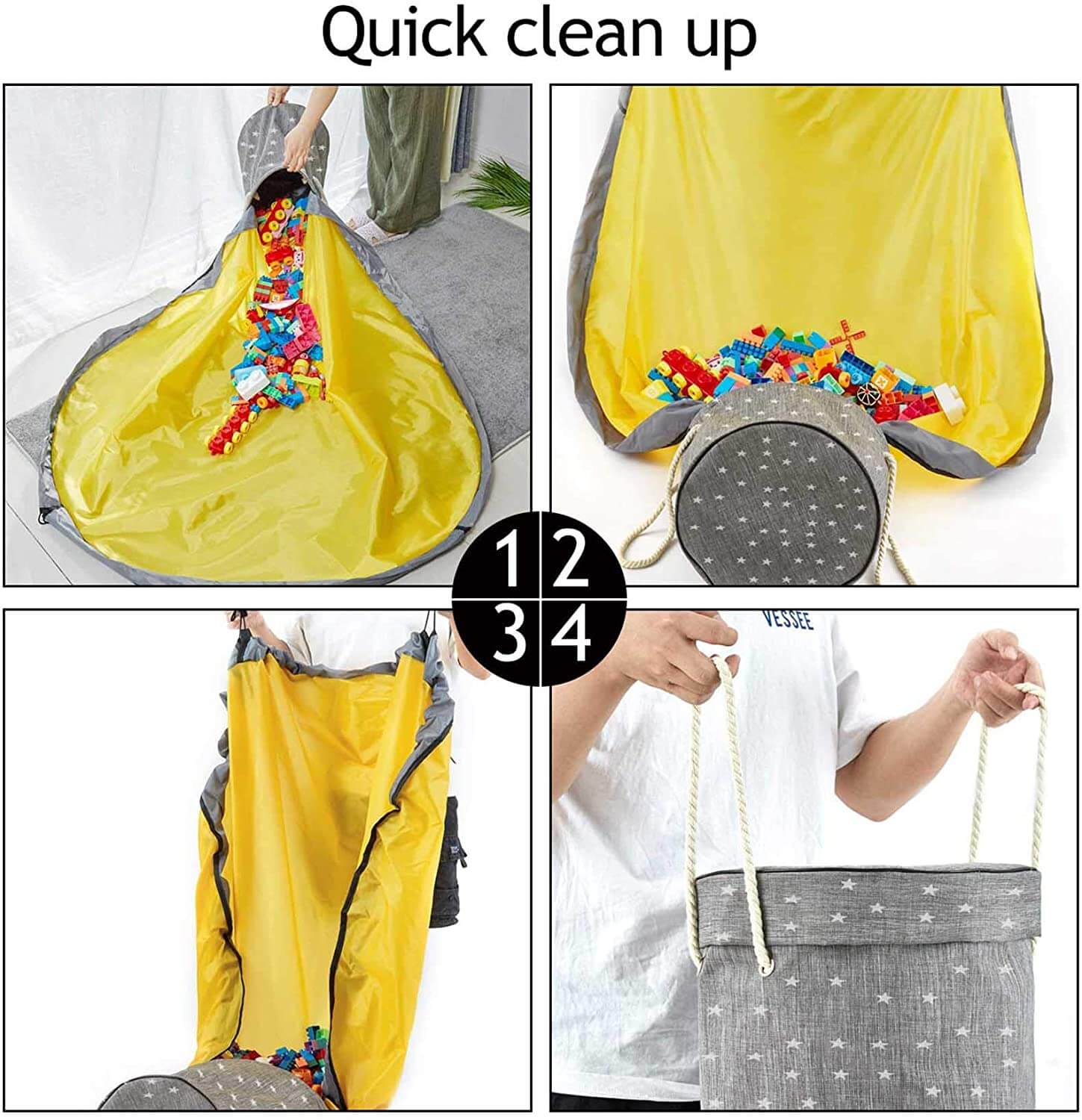 Toy Storage Basket Organizer | Durable with Play Mat | 30cm Diameter