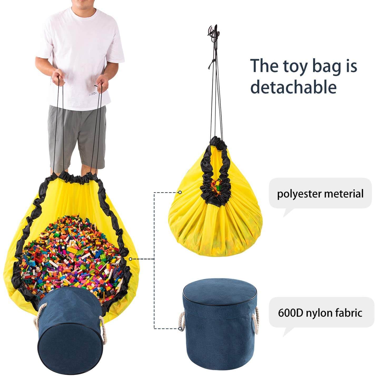 Toy Storage Basket Organizer | Durable with Play Mat | 30cm Diameter