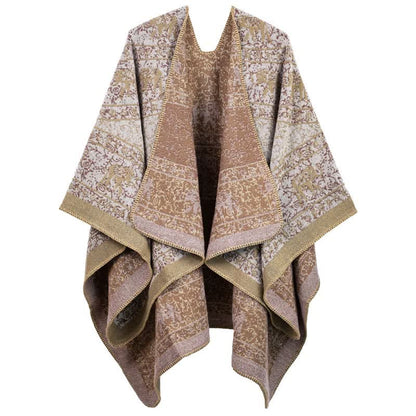 Jacquard Elephant Shawl Wrap | Soft Acrylic | 51" x 59"