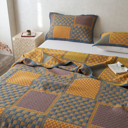 Cotton Gauze Quilt Set | 100% Organic Cotton | Retro Print with Pillowcases