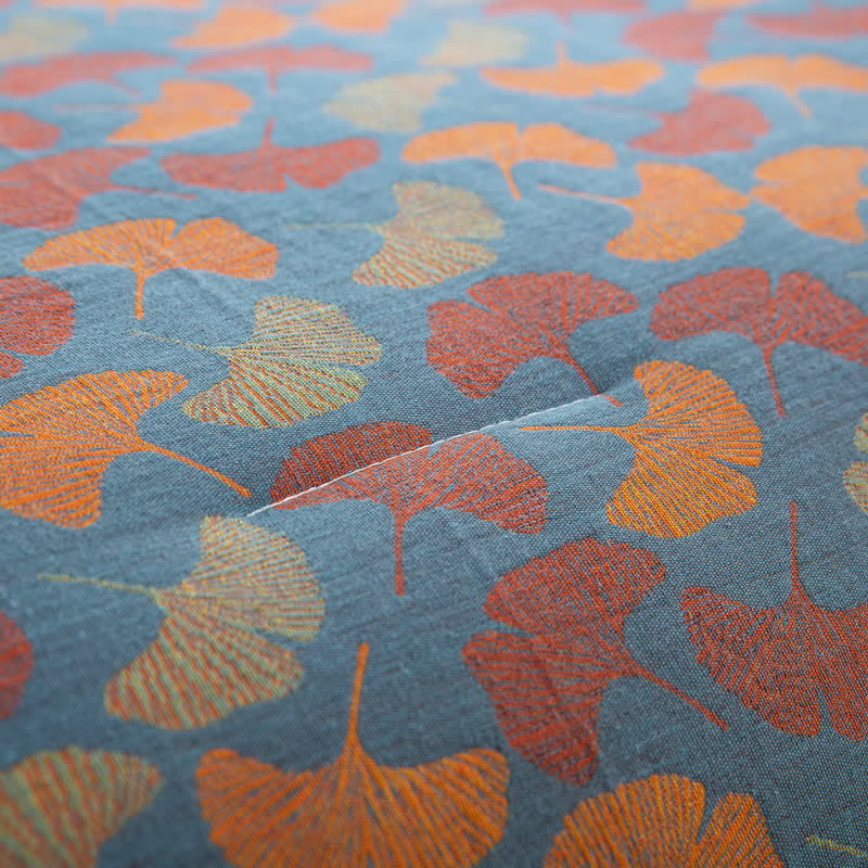 Jacquard Ginkgo Leaf Bedding Set | 100% Organic Cotton | Includes Quilt & 2 Pillowcases