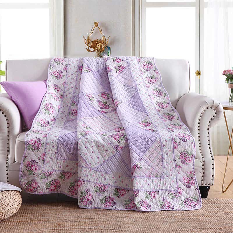 Pure Cotton Quilt | Floral Patchwork Design | Full Size 59"W x 79"L