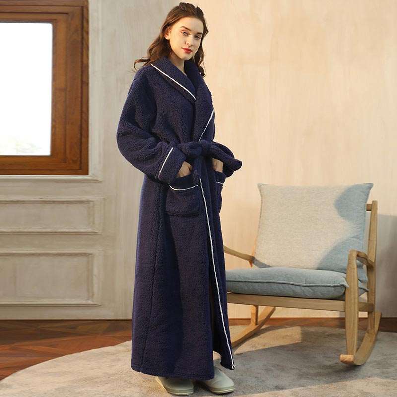 Fleece Bathrobe | Thick & Skin-Friendly | Long Length with Pockets