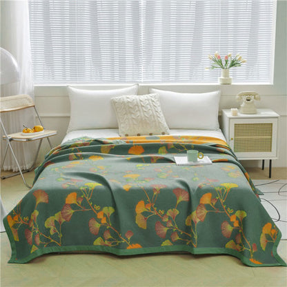 Ginkgo Leaf Reversible Quilt | Jacquard Cotton | Available in Multiple Sizes