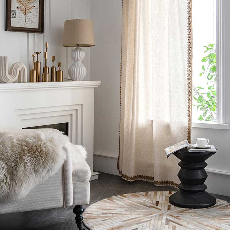 Bohemian Semi-Blackout Curtain | Cotton Blend | Beige