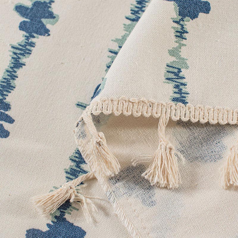Blue Cotton Linen Cabinet Curtain | Rod Pocket Design | Single Panel