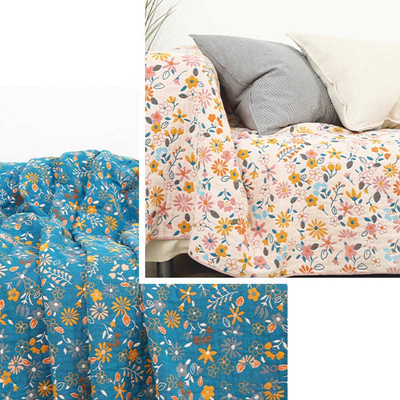 Garden Flower Blanket | Soft Cotton Gauze | Reversible Design
