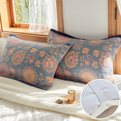 Floral Print Pillow Towels | Cotton Gauze | Set of 2