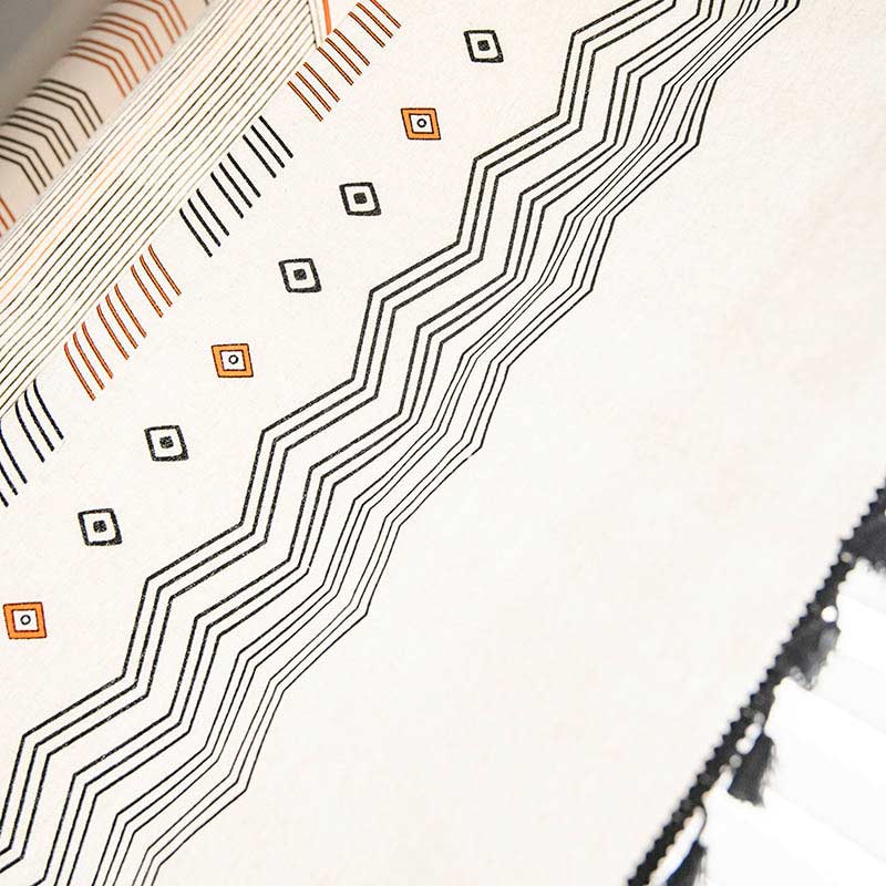Semi Blackout Curtain | Cotton Blend Fabric | Orange & Black