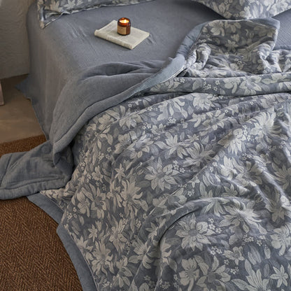 Double-Layer Cotton Gauze Floral Quilt | Eco-Friendly Organic Cotton | Available in Full, Queen, King Sizes
