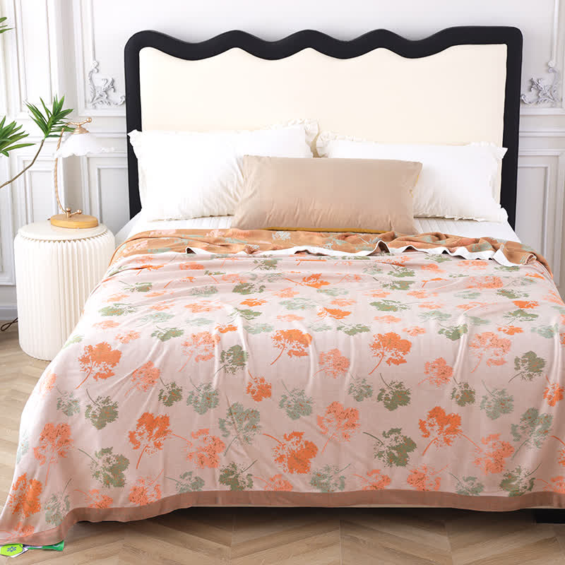 Bamboo Fiber Soft Blanket | Elegant Leaf Design | Full Size 59" x 79"