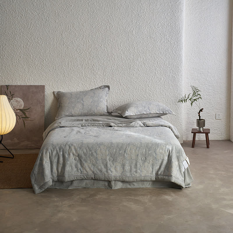Floral Cotton Gauze Bedding Set | 100% Organic Cotton | Available in Full, Queen, King