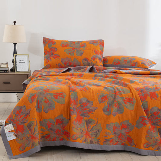 Jacquard Cotton Gauze Quilt Set | 100% Organic Cotton | Includes 1 Quilt + 2 Pillowcases