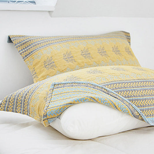 Cotton Decorative Pillow Towel | 100% Pure Cotton | Yellow | Set of 2