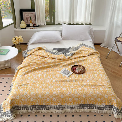Retro Floral Quilt | 100% Organic Cotton | Full/Queen Size