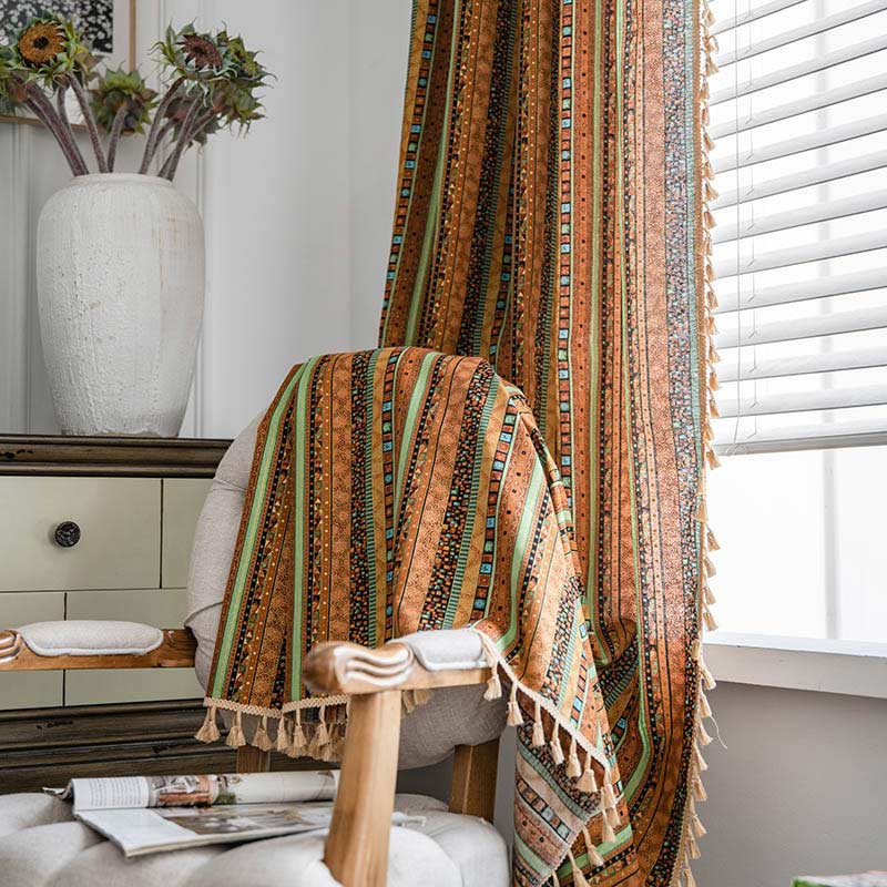Boho Tassel Curtain | Cotton Blend | Semi-Blackout