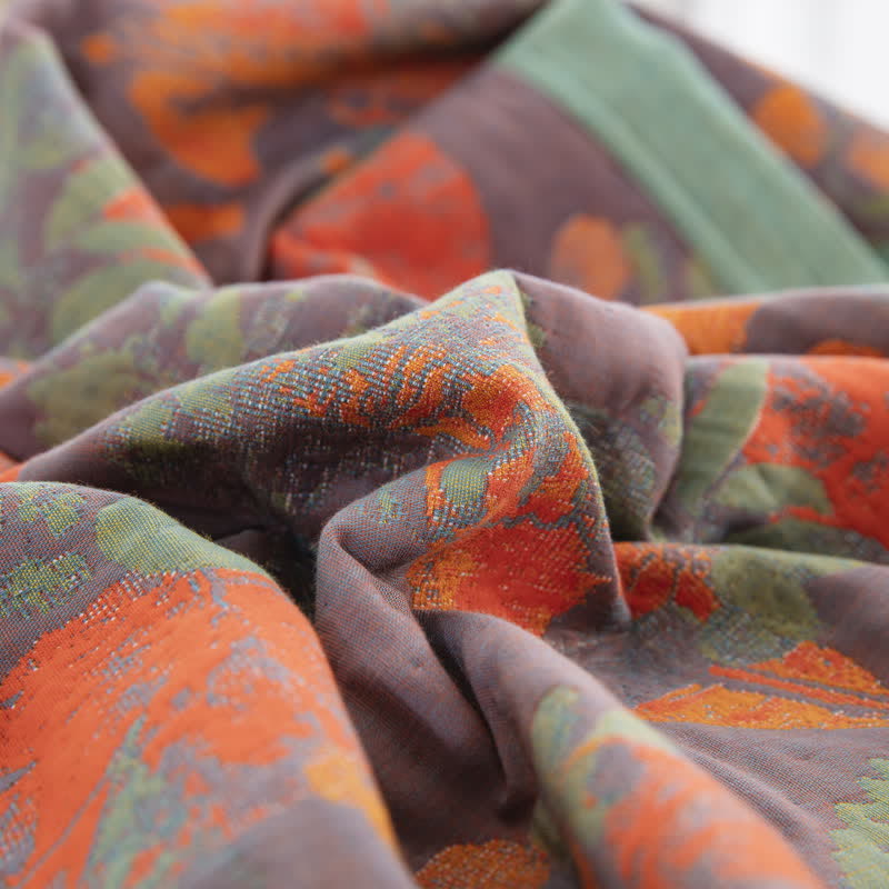 Three Layers Cotton Gauze Quilt | Organic Cotton | Rustic Leaf Design
