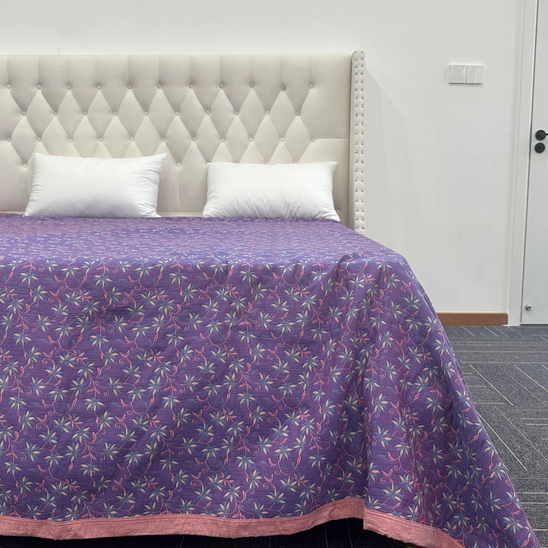 Organic Cotton Reversible Floral Quilt | Eco-Friendly & Soft | Available in Full, Queen, King Sizes