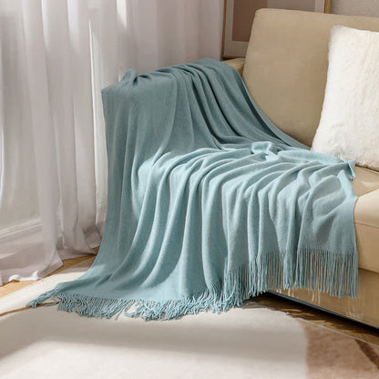 Tassel Throw Blanket | Soft Acrylic Fabric | 50" x 70" or 51" x 94"