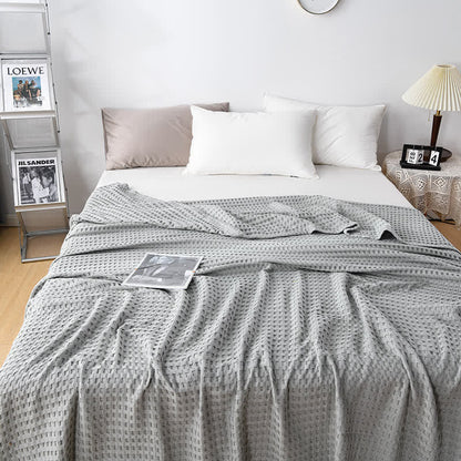 Solid Color Waffle Cotton Reversible Quilt | 100% Organic Cotton | Full/Queen Size