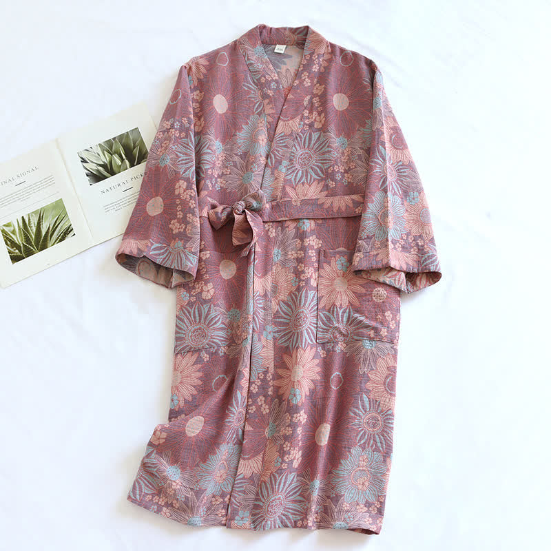 Floral Cotton Bathrobe | Loose-Fit Design | Comfortable Home Wear