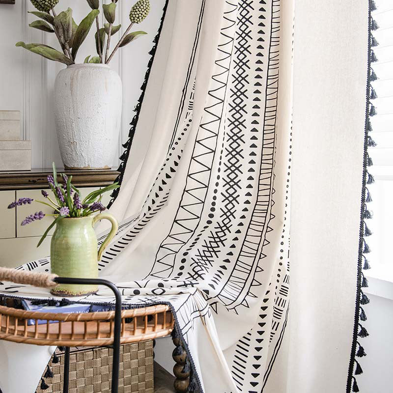 Bohemian Geometric Semi-Blackout Curtain | Cotton & Polyester | 1 Piece