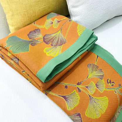 Ginkgo Leaf Reversible Quilt | Jacquard Cotton | Available in Multiple Sizes