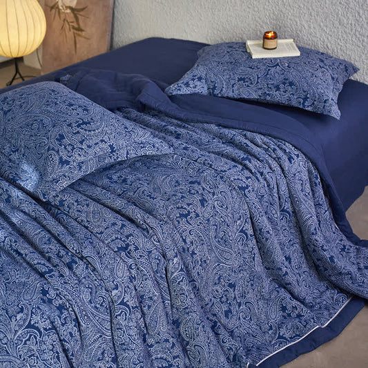 Retro Bedding Set | 100% Organic Cotton | Dark Blue, Queen Size