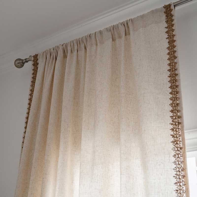 Bohemian Semi-Blackout Curtain | Cotton Blend | Beige