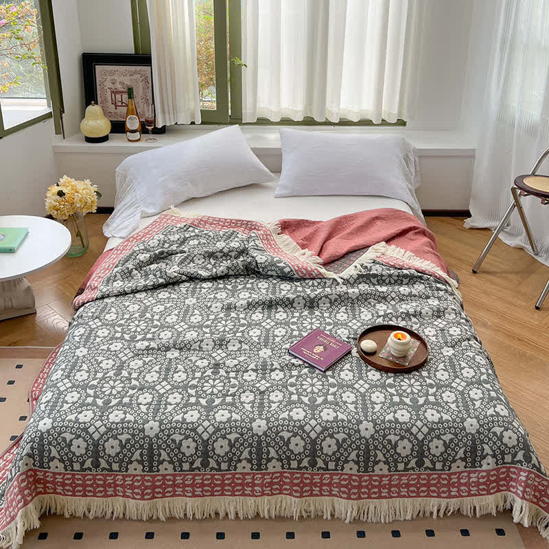 Retro Floral Quilt | 100% Organic Cotton | Full/Queen Size