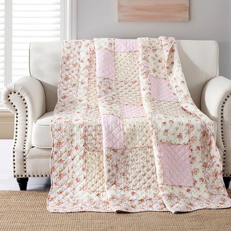 Pure Cotton Quilt | Floral Patchwork Design | Full Size 59"W x 79"L