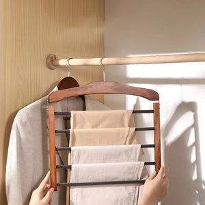 Espace Économiseur en Bois Multifonction Pour Pantalons à Multiple Niveaux