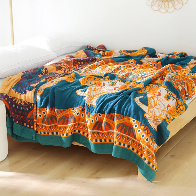 Cotton Reversible Quilt | Elephant Print Design | Full/Queen Size