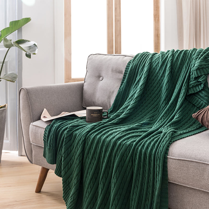 Cotton Knit Sofa Blanket | Soft & Cozy | Solid Color
