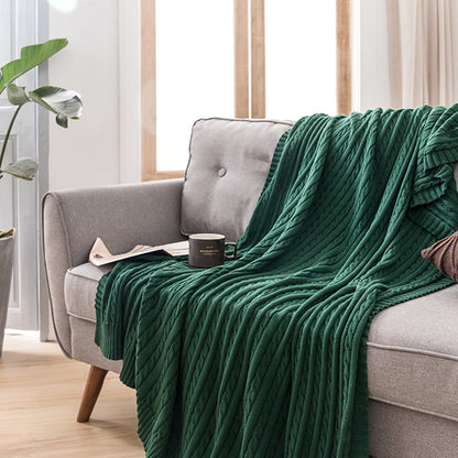 Cotton Knit Sofa Blanket | Soft & Cozy | Solid Color
