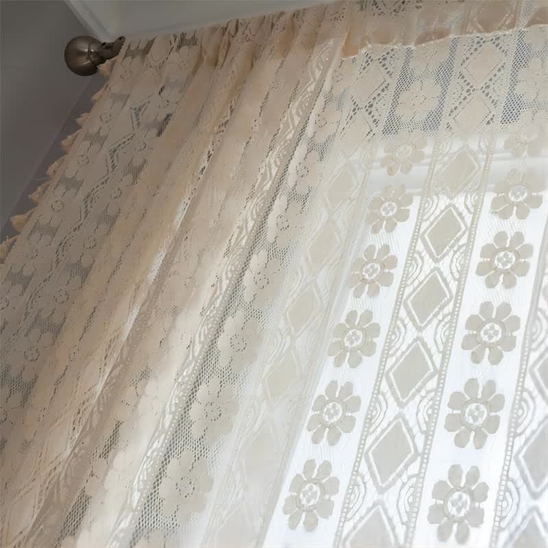 Decorative Curtain | Polyester | Diamond & Flower Design