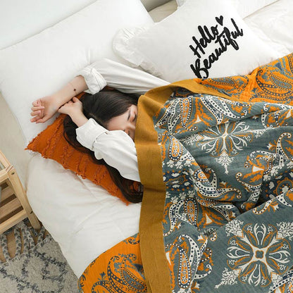 Floral Cotton Quilt | Organic Cotton | Dark Cyan