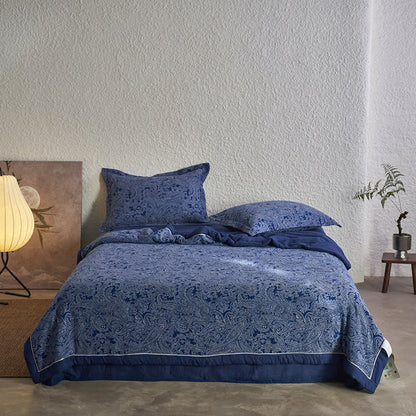 Retro Bedding Set | 100% Organic Cotton | Dark Blue, Queen Size