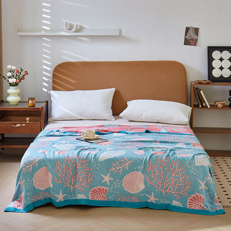 Reversible Marine Life Quilt | Bamboo Fiber | Full/Queen Size