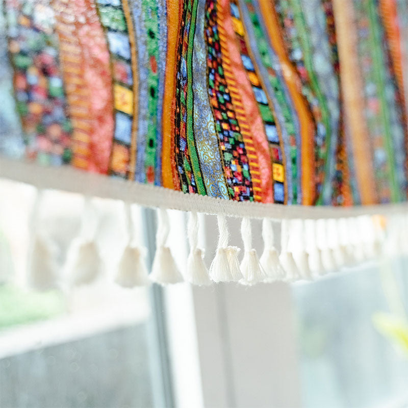 Plaid Tier Curtain | Cotton Linen | Colorful