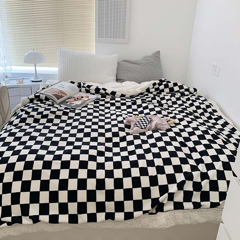 Checkerboard Reversible Throw Blanket | Soft Polyester | Lightweight