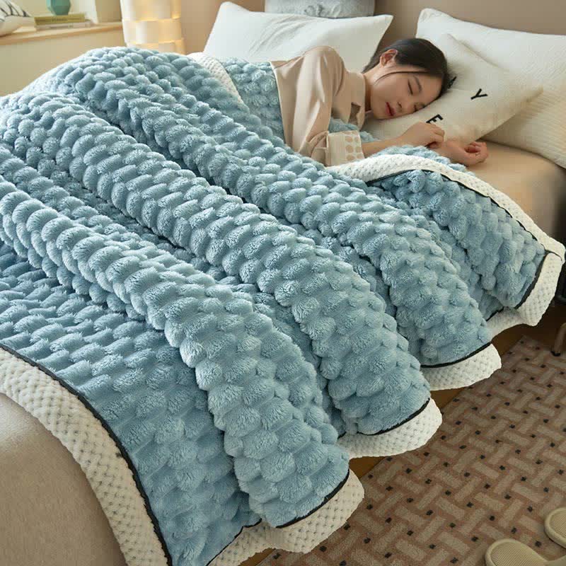 Thick Coral Fleece Throw Blanket | Reversible Polyester | Full/Queen Size