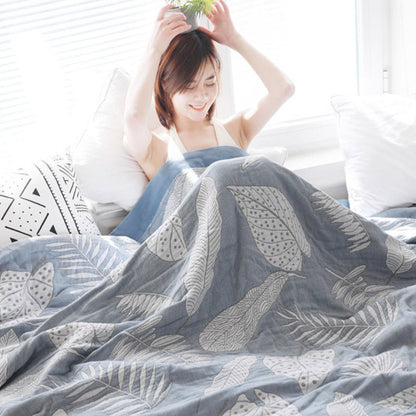 Cotton Gauze Throw Blanket | Reversible Design | 59" x 79"