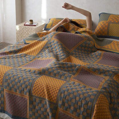 Cotton Gauze Quilt Set | 100% Organic Cotton | Retro Print with Pillowcases