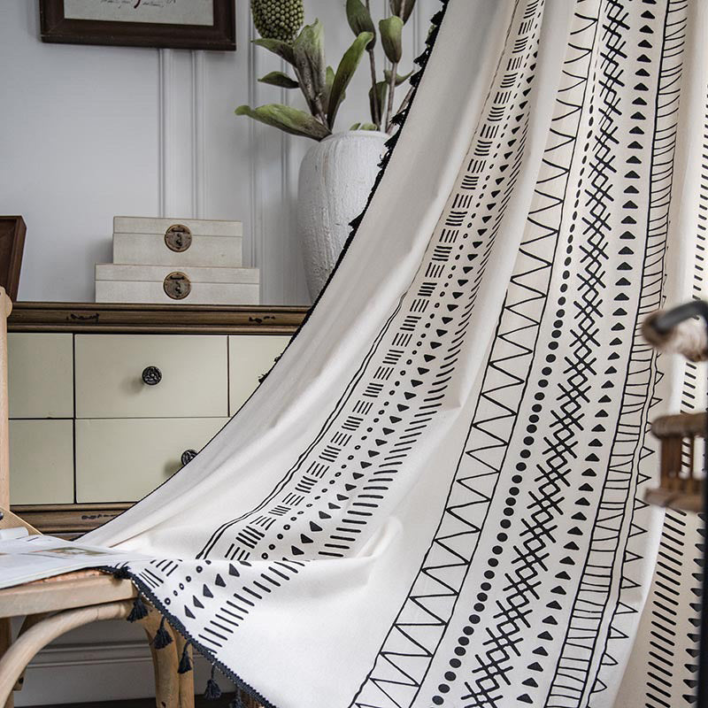 Bohemian Geometric Semi-Blackout Curtain | Cotton & Polyester | 1 Piece