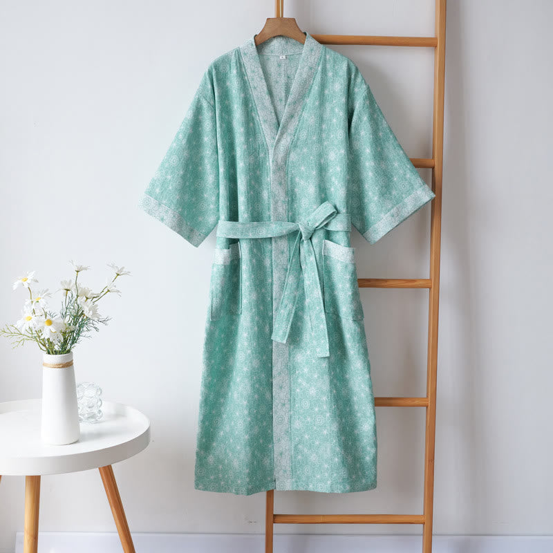 Summer Bathrobe | Cotton Gauze | Dual Layer, Adjustable Belt