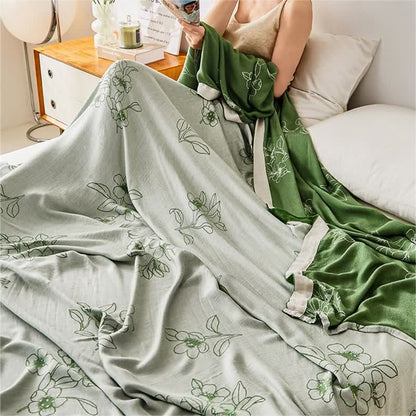 Bamboo Fiber Coverlet | Floral Print | Full/Queen Size