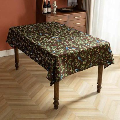Pastoral Table Cover | Polyester Flower & Bird Print | Multiple Sizes