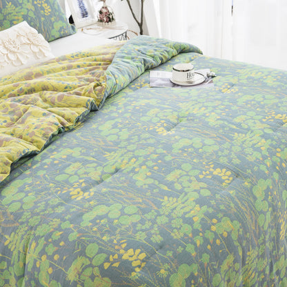 Cotton Gauze Bedding Set | Organic Cotton with Jacquard Weave | Includes Quilt & 2 Pillowcases